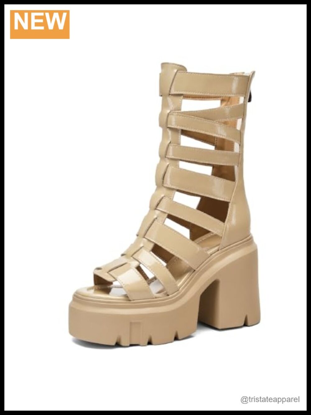 Genuine Leather Peep Toe Platform High Heel Gladiator Sandals